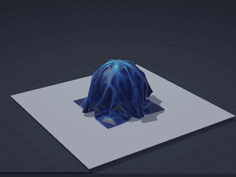 A rubber sheet falls onto a ball, stretches over its crown and pleats into folds